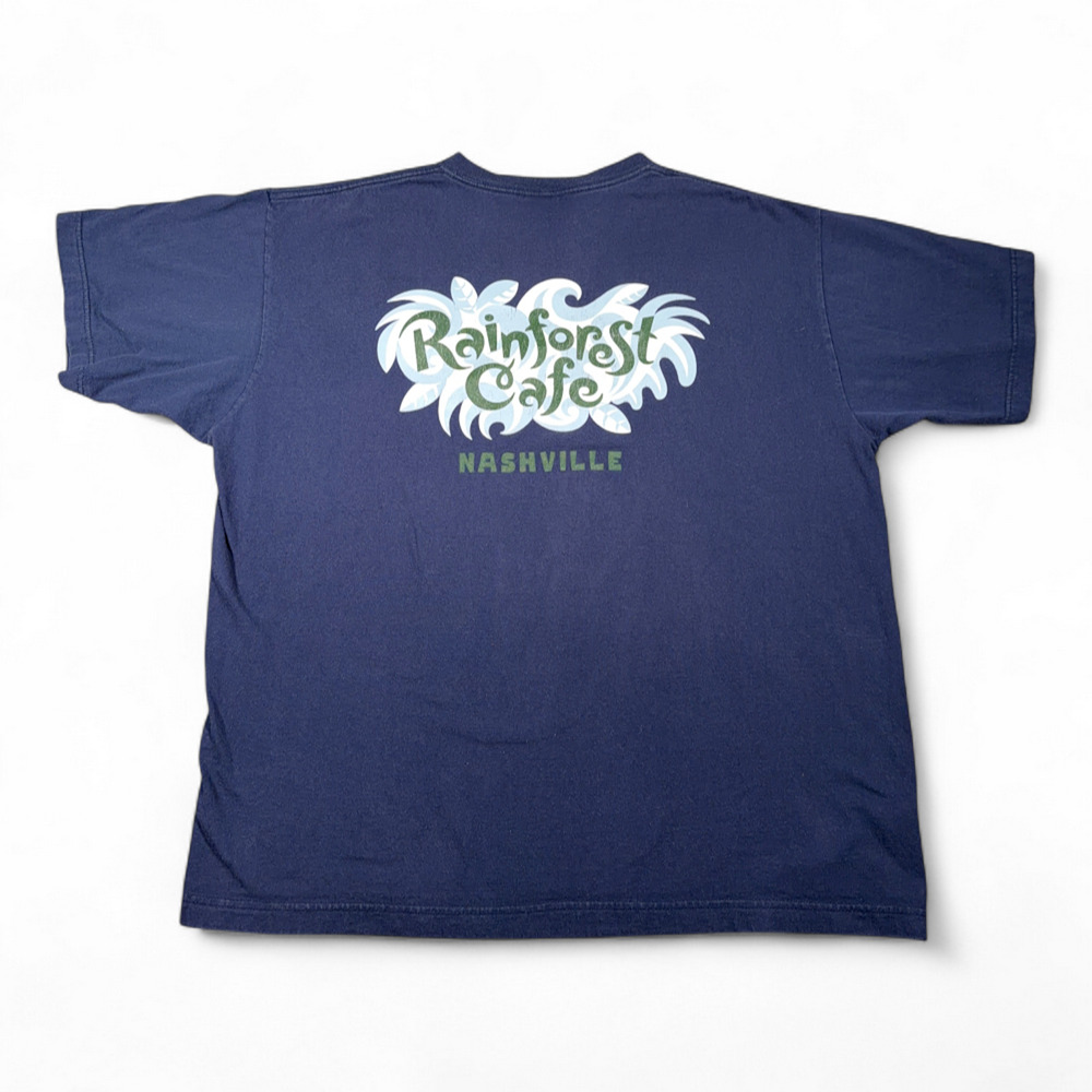 Vintage Rainforest Cafe Shirt Adult EXTRA LARGE Blue Cotton Nashville USA 90s